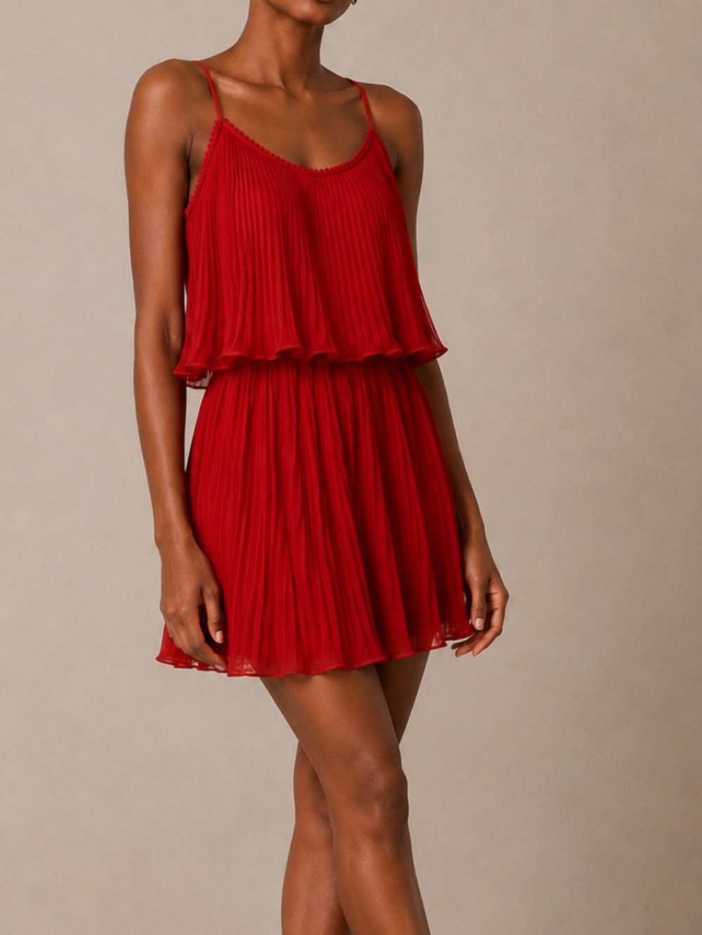 Zara Orange Tiered Pleated Dress